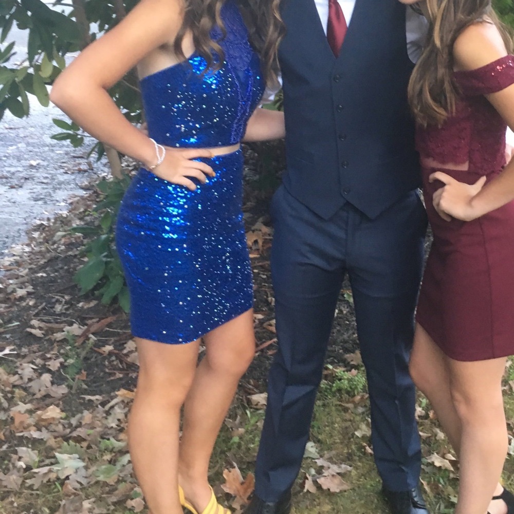 Blue two piece sequin dress